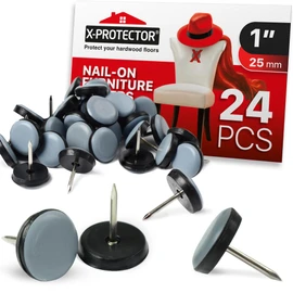 Chair Glides X-PROTECTOR – 1" Furniture Glides 24 pcs – Grey Nail-on Chair Sliders – Premium Chair Leg Floor Protectors – Slide Effortlessly with Chair Leg Pads That Protect Your Floor!
