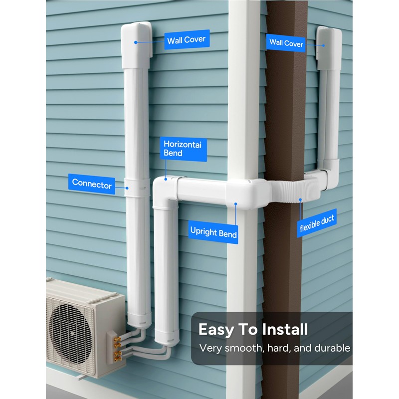 Toutgood 4'' 23Ft Mini Split Line Set Cover Kit for