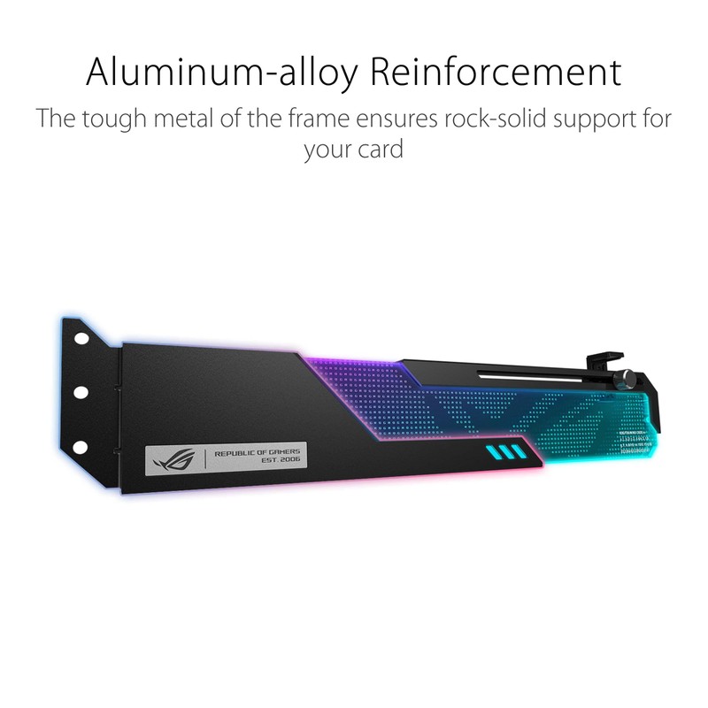 ASUS ROG Wingwall Graphics Card Holder - Easily Adjustable, Aura