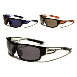X Loop Sunglasses Wrap Around Plastic Frames Sport Driving Baseball Golf For Men - Black-Orange (Gold Mirror Lens)