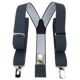 TigerTie Unisex Y-Shaped Braces with 3 Extra-Strong Clips, Colour with Polka Dots, High-Quality Workmanship, Width 35 mm - Anthracite, grey, silver.