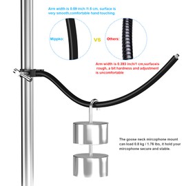 Mippko Gooseneck Microphone Stand,19.69" Flexible Adjustable Arm Super Crab Clamp Mic Clip 3/8"-16 to 5/8"-27 Adapter Mount,Compatible with Shure/Fifine / AT2020 / Pyle/Blue Snowball/Razer