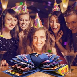 Explosion Gift Box, DIY Surprise 5 Layer Snack Explosion Box Creative Scrapbooking Box Gift for Birthdays, Wedding, Mother's Day, Anniversaries, Valentine's Day (Black)