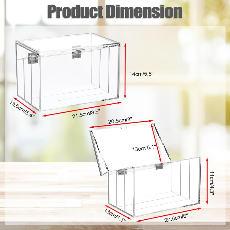 BTSKY Clear Acrylic 5 x 8 inch Index Card Box