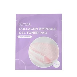 SEYOUL Collagen Ampoule Gel Toner Pad, Pads de Tónico en Gel con Colágeno, Hidratación y Piel Suave (Apariencia Glow), con Aceite de Semilla de Uva, Muestra 5 Pads