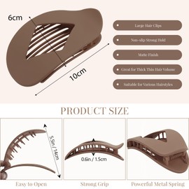 AstraGlam 4 Stück Flach Runde Haarklammern für Damen – Ovale Krallenclips für dickes, mittleres feines Haar, Rutschfeste Haarspangen mit starkem Halt, Haarschmuck Mädchen in neutralen Farben