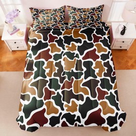 CKOU CCOO Duck Camo Bedding Set for Boys Teens Kids Full Size,Hunter Green Army Camouflage Comforter Set,Duck Hunting Camouflage Camo Bed Sets, Wild Home Decor Outdoor Camping Gift