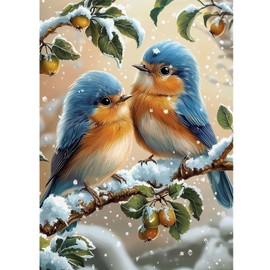 KEYIFA Diamond Painting Kits for Adults, Birds 5D Diamonds Painting, DIY Snow Diamond Art Kits for Adults Home Wall Decor Gift 12 x 16 inch