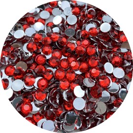 Xinhongo 10000pcs 2mm Resin Flatback Rhinestone Red Round Flatback Rhinestones for Crafts, Bling Glitter Diamond Stone Rhinestone for Bottles, Tumblers, Nail Art, Clothes Shoes