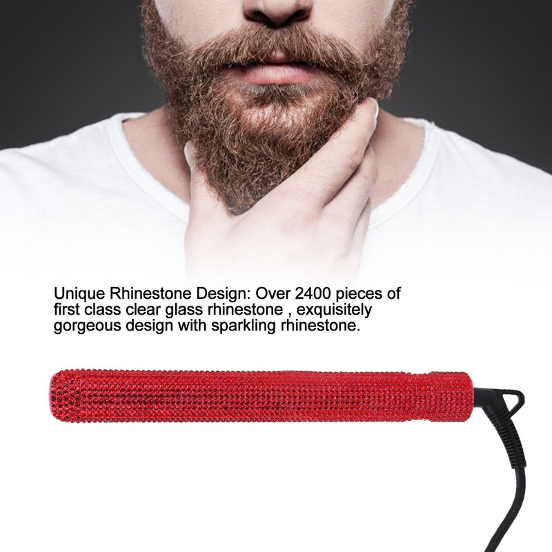 Professional Red Hair Straightener Titanium Curler Straightening Curling Rhinestone Flat