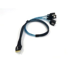 Micro SATA Cables |SlimSAS 8i SFF-8654 to 8X Latching SATA Cable - High Speed Data Transfer 50cm