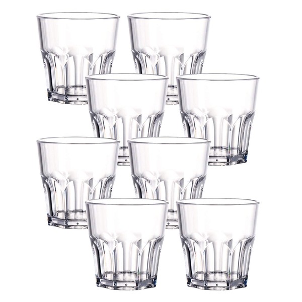 Tebery 8-ounce Plastic Tumblers Reusable Cups Drinking Water Cups | Set of 8