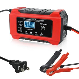TIPHOPE 6Amp Battery Charger,12V Fully-Automatic Smart Car Battery Charger,Battery Maintainer Trickle Charger,Battery Desulfator for Car Truck,Lawn Mover,Lead Acid Batteries-1 Year Warranty