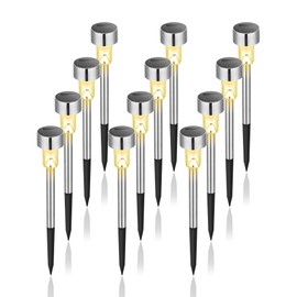 GIGALUMI Outdoor Waterproof Solar Garden Lights, 12 Pack Warm White