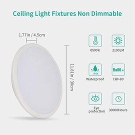 DELIPOP 4 Pack 12 Inch Ceiling Light, IP54 Waterproof 24W Surface LED Ceiling Light for Indoor/Outdoor, Round Ceiling Light Fixture for Bathroom, Bedroom, Kitchen, Hallway, Balcony