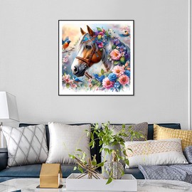 FHBUBPUP 5D Diamond Painting Kits for Adults, Horse Diamond Art Kits for Adults Beginners - DIY Full Drill Round Diamond Dot Gem Art, Craft Gift Suitable for Home Wall Decoration 12×12Inch