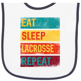 inktastic Lacrosse Player Eat Sleep Lacrosse Repeat Baby Terry Cloth Bib White and Navy 33b9c