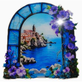 Wandbild oder Fensterbild Küstenstadt auf Felsen Italien oder Kroatien 20 x20 cm Deko MU K296