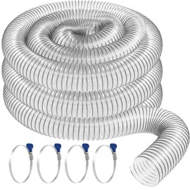 Peachtree Woodworking Supply - 4 x 20 Ultra Flex Clear-Vue Heavy Duty PVC Dust Collection Hose, Debris and Fume Collection Dust Hose Kit, (Hose w/Thumbscrew Clamps)