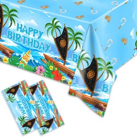 Chilamics 2Pcs Moana Tablecloth Birthday Party Decorations,Moana Disposable Tablecover Ocean Girl Birthday Party Supplies for Kids Baby Shower Rectangle Tables 70inchX42inch