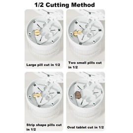 lomonmen Tablet Divider, Tablet Divider for All Tablets, Tablet Cutter for Large and Small Tablets, Tablet Splitter with Storage Compartment (White Cut)