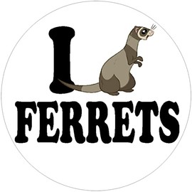 I Love Ferrets - 25 Pack Circle Stickers Decals 3" x 3" - Endangered Species