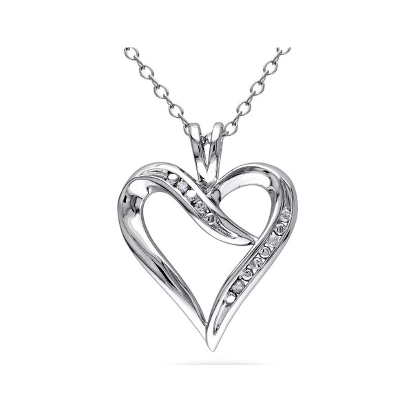 1/20 Carat (ctw I2-I3) Diamond Heart Pendant Necklace in Sterling