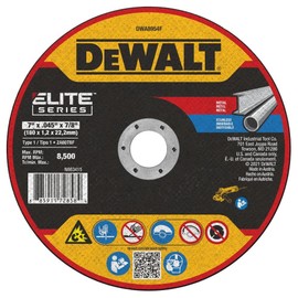 DEWALT 7 X 0.045 X 7/8 ELITE T1 Cut Abrasive Wheel, Aluminum Oxide, Medium Grit, Gray, Compatible with Angle Grinder and Die Grinder