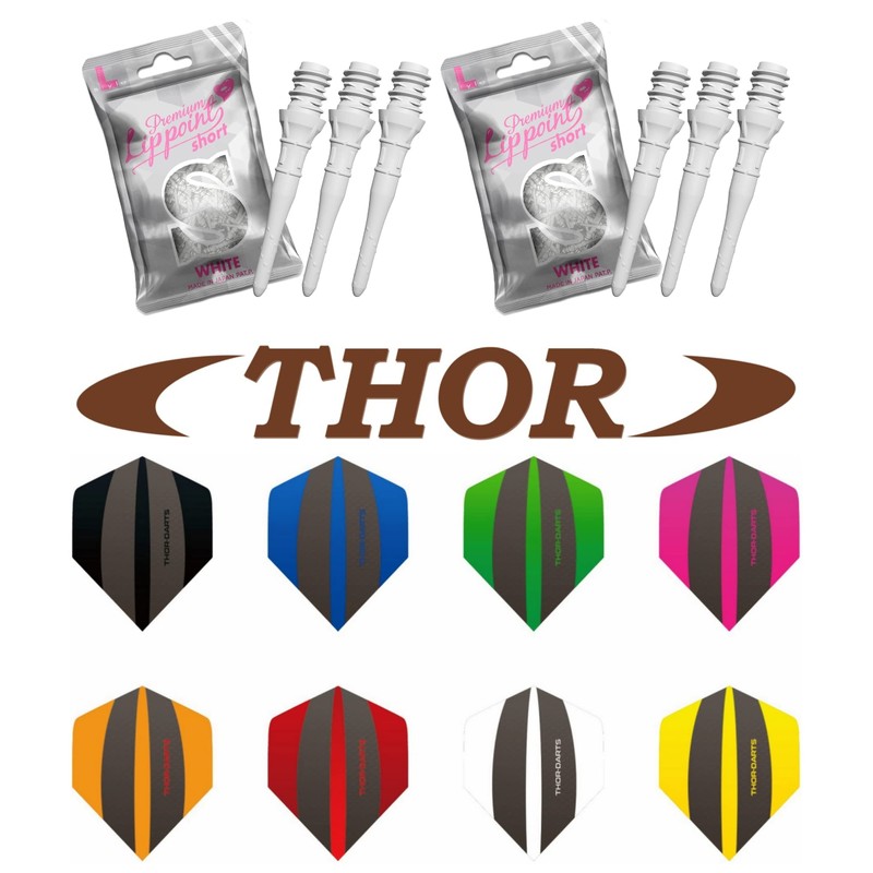 THOR-DARTS L-Style Dart Tips in Double Pack Flights (2 x