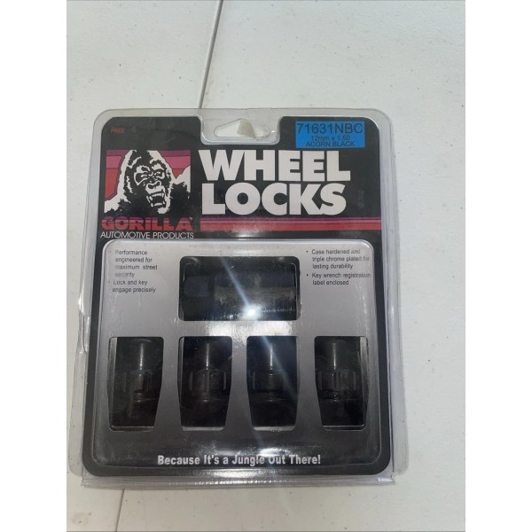 Gorilla Wheel Locks, 12mm X 1.50 Acorn Black 71631NBC NIB