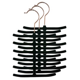 Home Basics 3-Pack Non-Slip Velvet Tie Hanger Organizer Rack 360° Rotatable Hook | Holds 12 Ties Each | Versatile for Belts and Scarves | Slim Design
