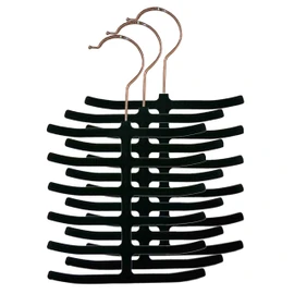 Home Basics 3-Pack Non-Slip Velvet Tie Hanger Organizer Rack 360° Rotatable Hook | Holds 12 Ties Each | Versatile for Belts and Scarves | Slim Design