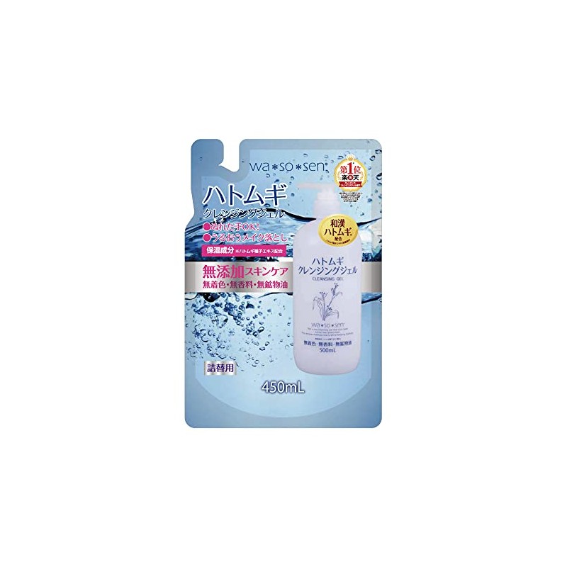 wa*so*sen Hatomugi Cleansing Gel Refill 15.2 fl oz (450 ml)