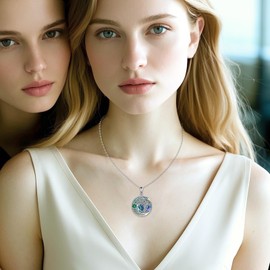 YAFEINI Tree of Life Necklace 925 Sterling Silver Moonstone Celtic Knot Pentagram Pendant Necklace for Women Jewellery, Sterling Silver, Oxidised