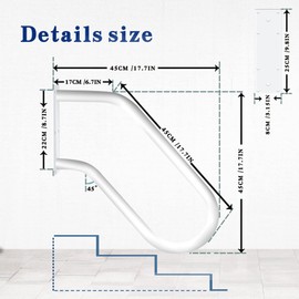 18.5inch Handrail for Outdoor Steps 304 Stainless Steel Grab Bar with Polished White Finished SDNBHT Wall Mounted Handrail Stair Railing for Garage Entry Interior or Exterior Stairway(18.5' White)