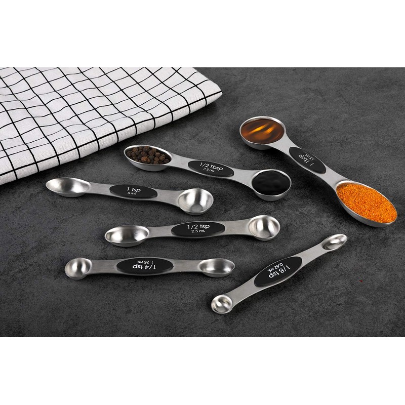 Magnetic Measuring Spoons Set of 6 Stainless Steel Dual Sided