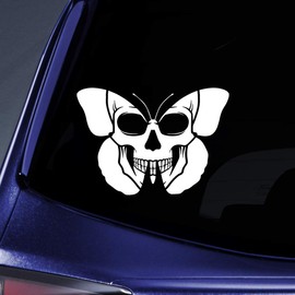 Bargain Max Decals Butterfly Skull Sticker Decal Notebook Car Laptop 5.5" (White)