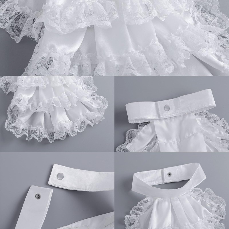 hokojix Detachable Ruffled Jabot Collar Multilayered Lace Collar for Victorian
