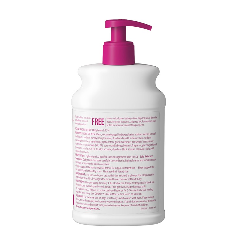 Douxo S3 Calm Shampoo, Contains 0.75% Ophytrium, Soothing, For Itchy,