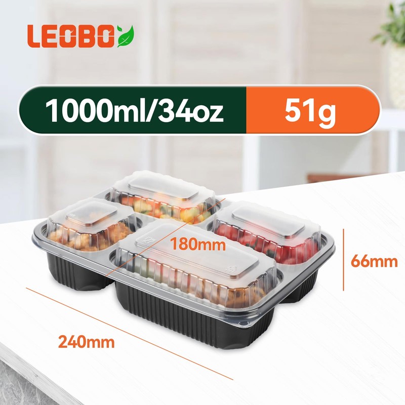 LEOBOX Meal Prep Containers 34oz 40 Pack - BPA Free
