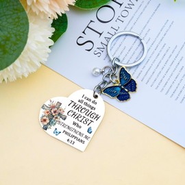 FAFQBING Christian Gifts for Women Inspirational Religious Keychain for Teen Girls Best Friend Motivational Bible Verse Gift Cross Keychains Scripture Encouragement Gifts Ideas for Her