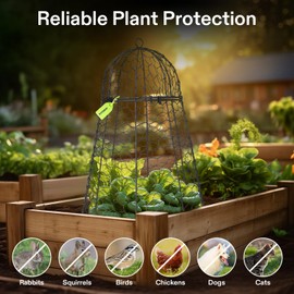 VIVOSUN Garden Cloches for Plants, Rustproof Chicken Wire Cloches with Flip-Top Design & Integrated Folding Stakes, Plants Protectors, Keep Small Animals Out, 6-Pack