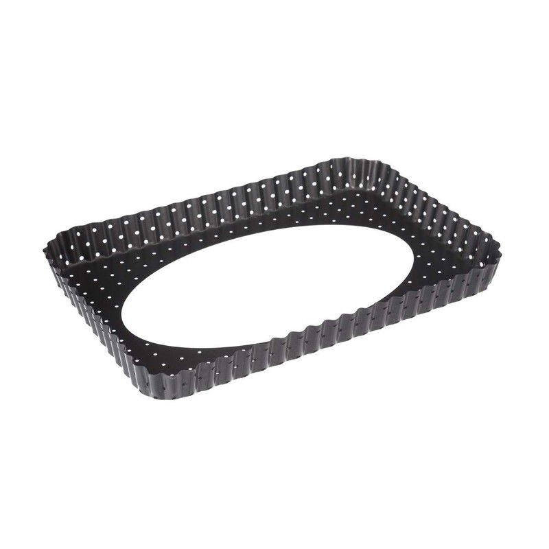 1 x Perforated Quiche Tin Rectangular Non-Stick Removable Base (31