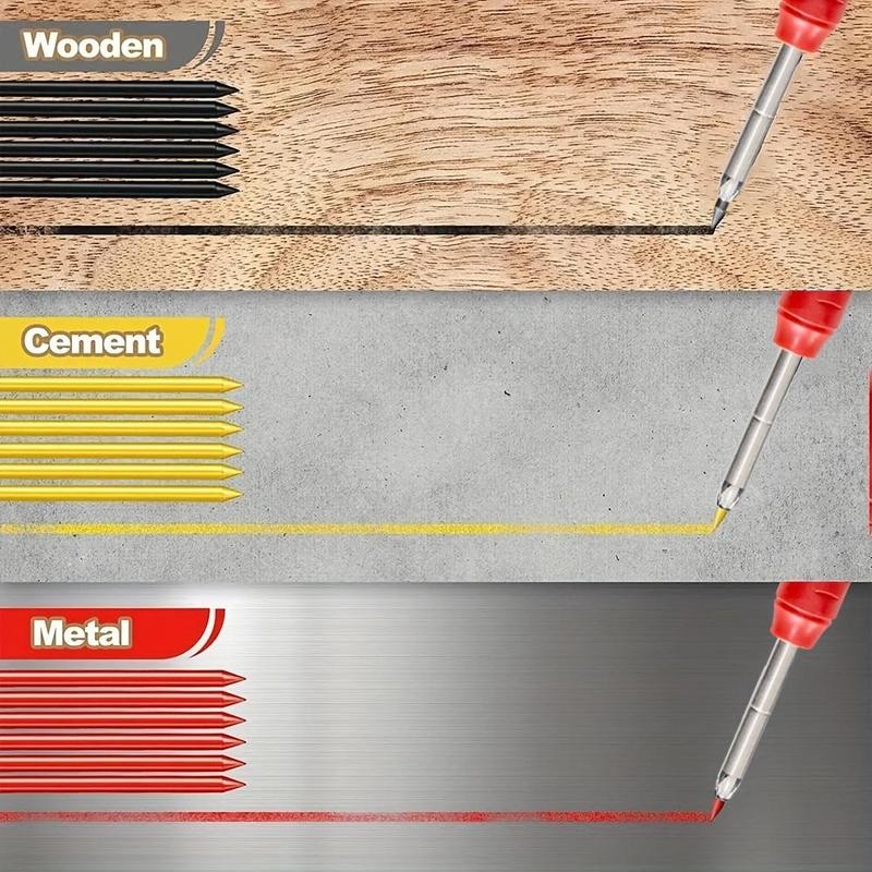 Deep Hole Solid Carpenter Pencil Set, Including 2 Counts Pencil