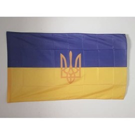 Ukraine coat of arms Flag 2' x 3' for a pole - Ukrainian flags 60 x 90 cm - Banner 2x3 ft with hole- AZ FLAG