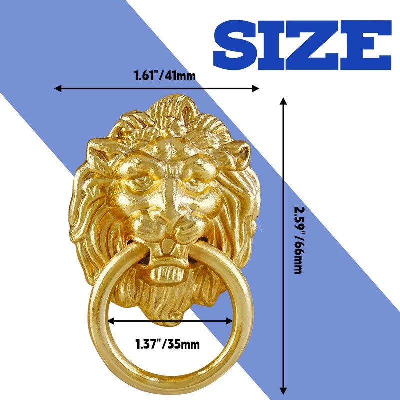 Jiozermi 12 Pcs Lion Head Cabinet Pull Handle, Ring Pulls
