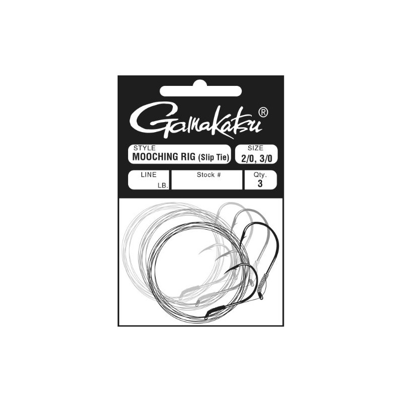 Gamakatsu Slip Tie Mooching Rig 5/0, 6/0 Hooks (Nickel, 40-Pounds