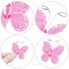 AUEAR, 50 Pack Sheer Mesh Wire Glitter Butterfly with Gem