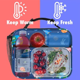 Opux Space Astronaut Lunch Bag, Soft Insulated Lunch Box for Kids, Boys, Girls, Reusable, Portable, Waterproof, Durable