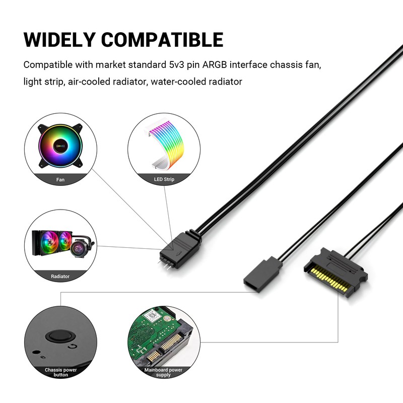 YIMATEECO ARGB Controller Restart Buttons 5V 3-Pin ARGB Controller Integrated